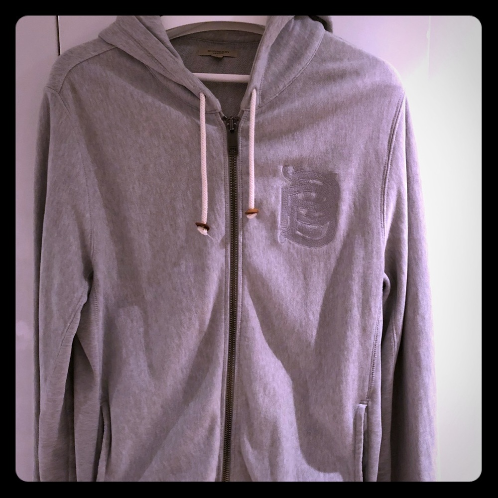 Men’s gray Burberry Brit vintage zip up hoodie